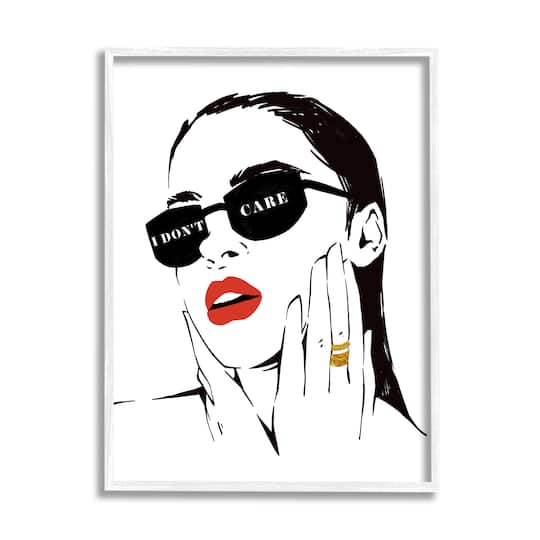 Stupell Industries I Don’t Care Shades Glam Fashion Female Portrait Framed Wall Art